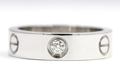 Cartier Love Ring 3 Round Brilliant Diamonds 18K White Gold Size 7.75 Full Set - Image 1 of 4