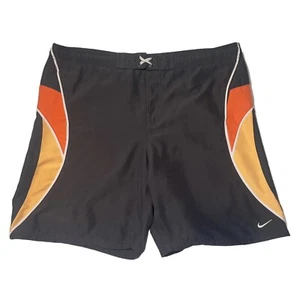 Nike Board Shorts Vintage Uomo Taglia Med Grigio Arancione Oro Coulisse Surf Spiaggia - Foto 1 di 8