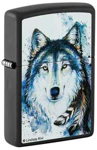 ZIPPO LINDSAY KIVI COLLECTION Lighter WOLF 48936 New in Box SEALED Black Matte - Picture 1 of 1