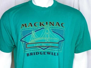 Vtg Hanes 93 Mackinac Bridge Walk Labor Day Single Stitch USA Made T-Shirt Sz XL - Picture 1 of 8