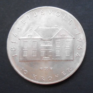 1964 NORWAY 10 KRONER - CONSTITUTION SESQUICENTENNIAL - Picture 1 of 2