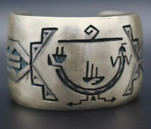 Sterling Silver Cuff Bracelet Overlay Native American Hallmarked Willie Yazzie - Picture 1 of 10