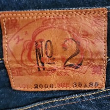 Denim Jeans EVISU 2000 JEANS Selvedge DENIM Leather Patch Japan W:37 Inseam:34