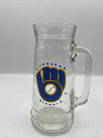 Milwaukee Brewers Glass Beer Mug Vintage Cup 1980s Stein Cover
