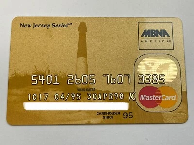 Tarjeta de crédito MBNA America Bank serie New Jersey MasterCard expirada en 1998 Foto 1 de 2