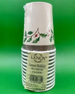 Lenox 12 Holiday 9 Oz Hot Cold Paper Cups Sealed NEW - Picture 1 of 2