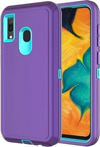 Custodia rigida ibrida resistente agli urti per Samsung Galaxy A20 viola ciano - Foto 1 di 3
