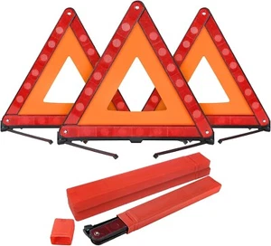 Warning Triangle Kit Emergency Reflective Sign Vehicles Safety Roadside 3 Pack - Picture 1 of 6