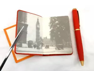 Städte Europas Mini Notizbuch Karten Führer Ledereinband Post Miniaturen ORANGE - Bild 1 von 5