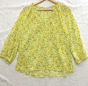 Loft Womens Ditsy Spring Floral Top Size L Peasant Blouse Cottagecore Boho Fairy - Picture 1 of 11