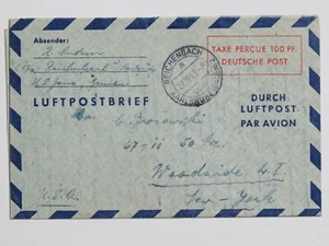 Ganzsache LF 1 II Reichenbach 27.10.1948 in die USA - Picture 1 of 2