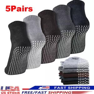 5 Pairs Womens Yoga Crew Socks Pilates Socks with Grip Non Slip Barre Workout - Picture 1 of 7