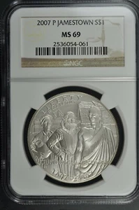 2007 P Jamestown $1 Silver 400th Anniversary coin-NGC MS 69 - Picture 1 of 2