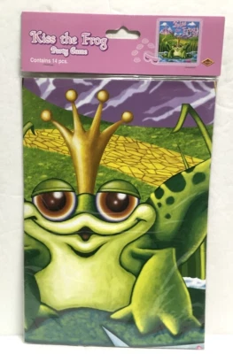 Kiss The Frog Party Game PICTURE~  18 1/2" BLINDFOLD MASK  12 KISSES NIP - Image 1 of 2