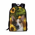 Corgi Sunflower Bush 17" Backpack Schoolbag Shoulder Satchel Bookbags School Bag