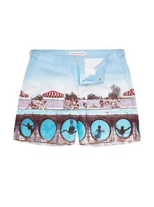 Orlebar braune Bulldogge ""Schwimmen herum"" Druck Badeshorts, Größe 30 - brandneu mit Etikett £ 295 - Bild 1 von 12