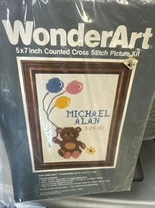 Wonderart Stitchery Kit 5"x 7” sealed vintage #5508 Teddy Bear with ballons - Picture 1 of 5