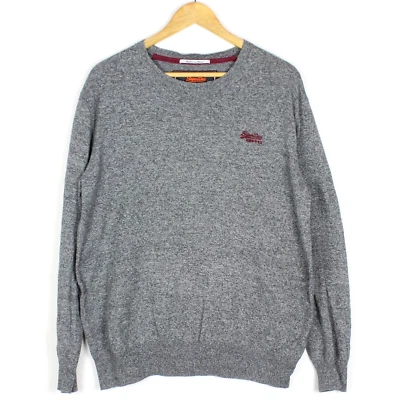 SUPERDRY Men's Jumper Size XL Crew Neck Cotton Cashmere Pullover Grey me7490 - Image 1 of 4