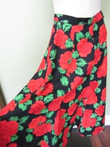 GONNA A CERCHIO INTERO VINTAGE ANNI 80 NERA CON ROSE ROSSE / VITA 29" - Foto 1 di 5