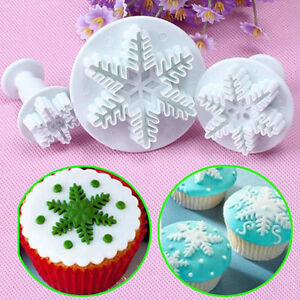 3 pièces gâteau flocon de neige fondant forme piston décoration sucre artisanat moule C.tFM