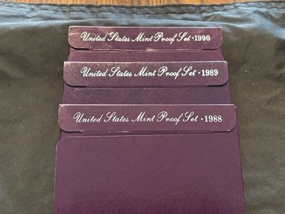 U.S. MINT PROOF SETS LOT Of 3 1988- 1989- 1990 W/BOX & COA  J43 - Image 1 of 3