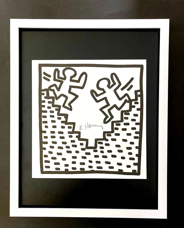 Keith Haring - Sin título (1989) - Litografía offset firmada con sello - Enmarcada Foto 1 de 1
