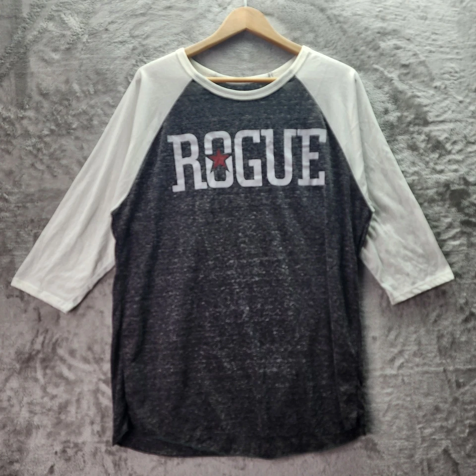 Camiseta raglán de béisbol Rogue Fitness negra blanca manga 3/4 para hombre XL Foto 1 de 4