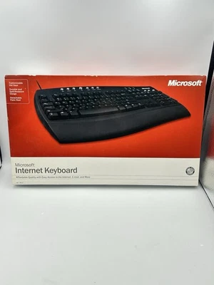 NEW Vtg Microsoft Internet Keyboard PC PS/2 Black c19-00427 SEALED 2004 - Image 1 of 4