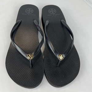 Tory Burch Keilabsatz Flip Flops Gummi Plateau Sandalen schwarz (KEINE GRÖSSE GEFUNDEN) 9-10 - Bild 1 von 8