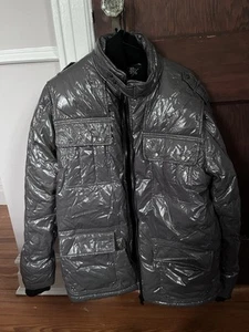 Ed Hardy Puffer Down Jacket Love Kills Slowly Embroidered  XL 2000s (Y2K) Style - Picture 1 of 15