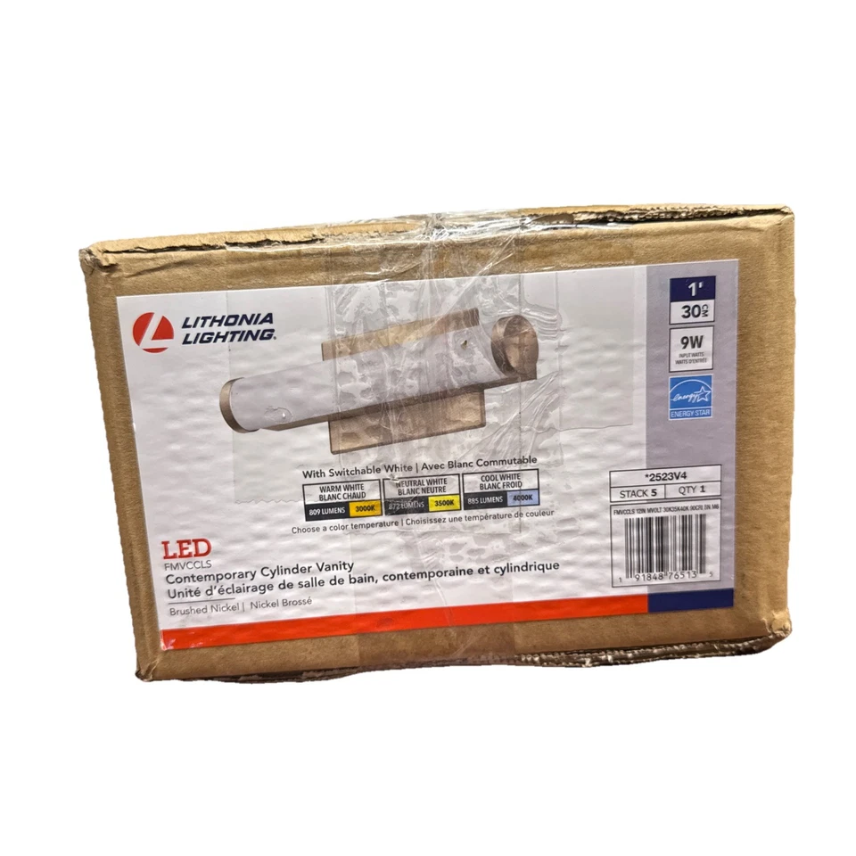 Tocador de iluminación Lithonia 1 luz 13,5" con temperatura seleccionable níquel cepillado Foto 1 de 1