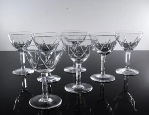 6+1 VERRES COUPES VIN BLANC LIQUEUR EN CRISTAL TAILLE A LA MAIN NANCY ART DECO - Imagen 1 de 24