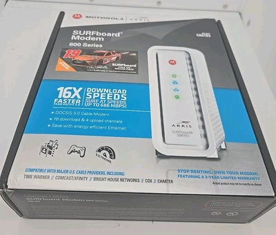 ARRIS SB6183 686 Mbps Cable Modem, White - 59243200300 - Image 1 of 4