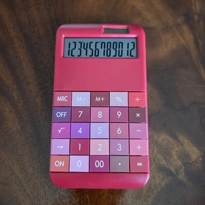 Colorful Calculator Solar and Battery 12-Digit LCD Display and Big Button, Red - Picture 1 of 5