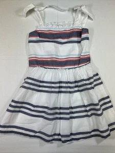 Gymboree Mädchen rot weiß blau gestreift Baumwolle Sommerkleid 4 von Juli Größe 5 Neu mit Etikett - Bild 1 von 5