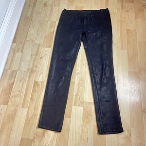 Bianco schwarze Damenhose Stretch strukturiertes Leder Skinny Größe 26 - Bild 1 von 8