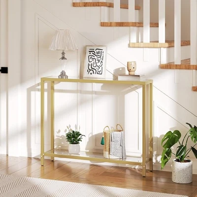 HOOBRO Gold Console Table Sofa Table Hallway Table 100 cm Modern Display Table  - Image 1 of 4