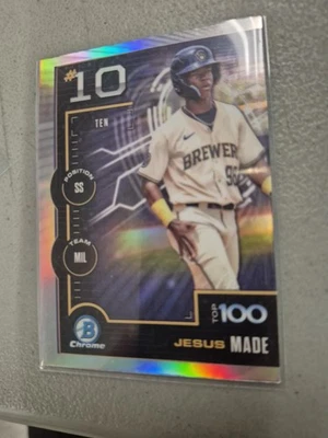 2025 Bowman Chrome #BTP-10 Jesus Made Bowman Scouts Top 100 Milwaukee Brewers - Image 1 of 4