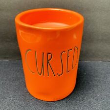RAE DUNN Halloween “Cursed” Jar Candle, Orange & Black, Smoked Pumpkin 5”H