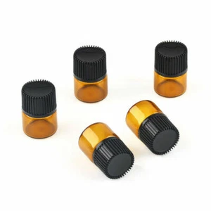 Essential Oil Amber Glass Dropper Bottles Empty Black Cap Refillable 20pcs - Picture 1 of 5