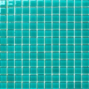 1x1 Turquoise Green Pool Glass Mosaic Tile  - Picture 1 of 3