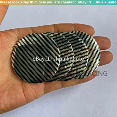 Carbon Fiber Look Universal Gridding Wheel Center Hub Cap Cover Sticker 56.5mm - Image 1 of 4