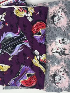 Lotto tessuto trapunta cotone Disney Villains 5,5 iarde totali - Foto 1 di 1