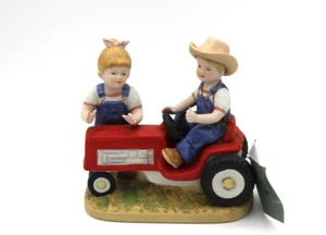 1985 Denim Days Porcelain HOMCO Figurine "First Tractor" #1525 - Picture 1 of 6
