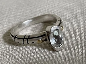 John Atencio Sterling Silver CZ? Ring Size 10 with 18k Yellow Gold Accents - Picture 1 of 9