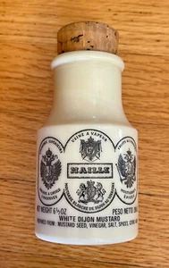 Maille Weiß Dijon Senfglas Vintage Elfenbein Bedruckt Glas Made in France 4-3/8" - Bild 1 von 4