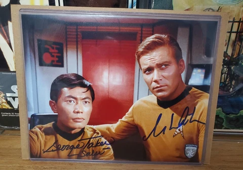 WILLIAM SHATNER GEORGE TAKEI Signed AUTO STAR TREK 8x10 Photo Official Pix OPX Cover