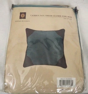 Nuevo - HiEnd Accents Calhoun Turquesa Euro Sham 27x27 - Cuero Sintético Forrado - Imagen 1 de 3