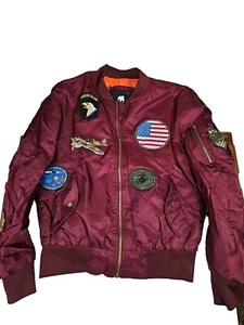 Chaqueta American Stitch Granate Flight Fighter Bombardero Parches Para Hombre Talla Grande - Imagen 1 de 14