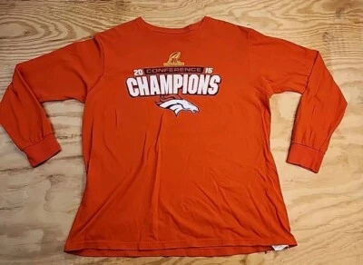 Denver Broncos 2015 Conference Champions NFL Logo Long Sleeve T-shirt Mens XL - Image 1 of 4